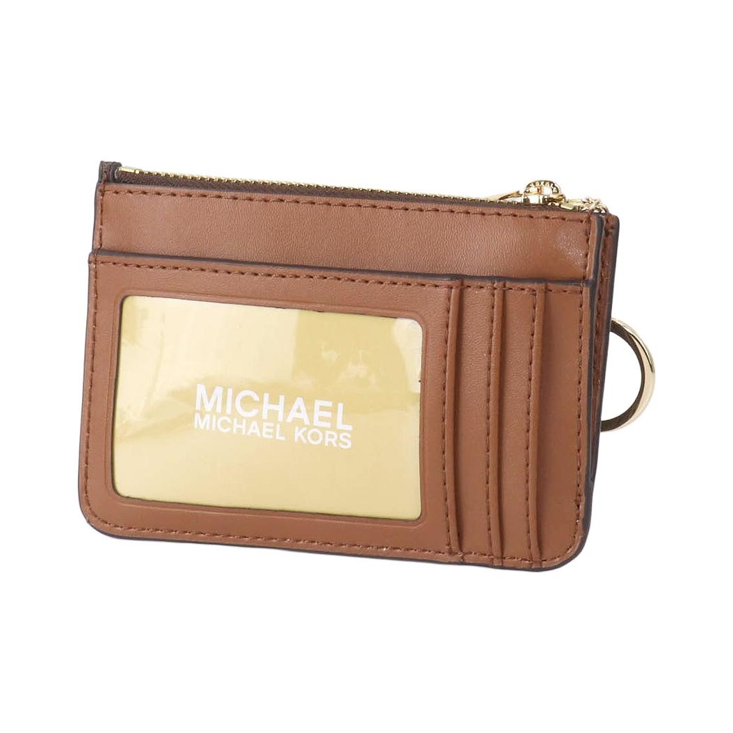 【送料&関税込】Michael Kors Printed Canvas Card Holder Michael Kors Women Fashion Top Zip Card Case Coin Pouch Card