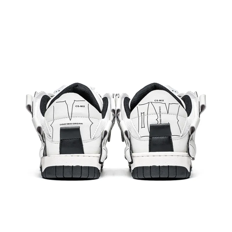 Angelmi Anti Slip Wear Resistant Low Top Skateboard Shoes Unisex White-3