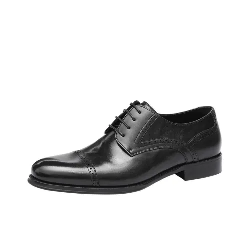 BOSSSUNWEN Dress Shoes Men Low-Top Black