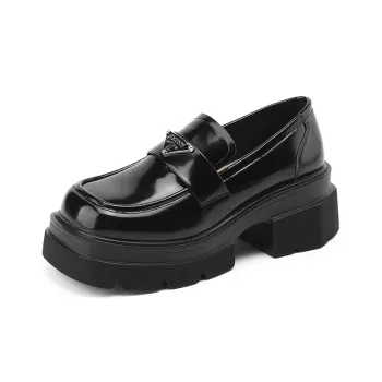 JOSINY Triangle Logo British Style Small Leather Shoes Minimalist Style Versatile Casual Loafers 6.5cm Women's