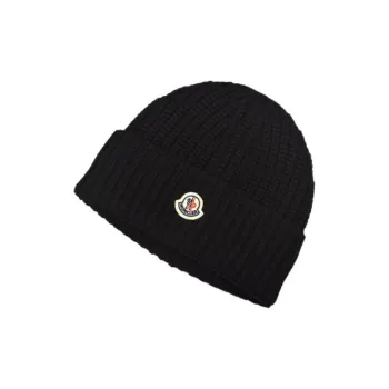 Moncler Logo Patch Cable Knit Beanie