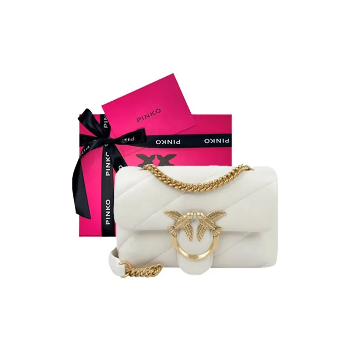 PINKO Puff Sheepskin Pillow Bag, Crossbody Bag, Shoulder Bag Women's White-6