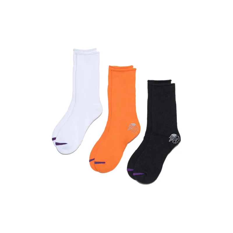 THE NORTH FACE PURPLE LABEL Knee-High Socks Unisex 3 Pack White+Orange+Black-0
