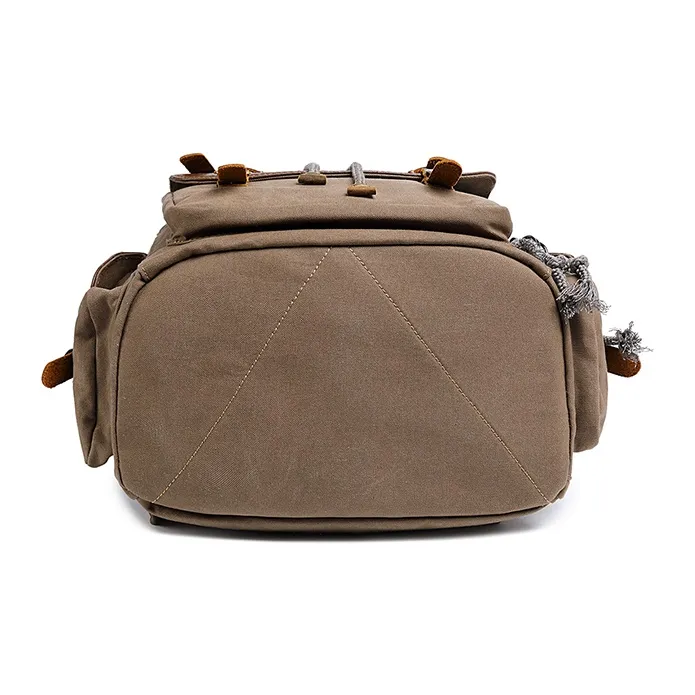 WAY ONE Canvas Backpack Unisex Dark Gray/Tan-3