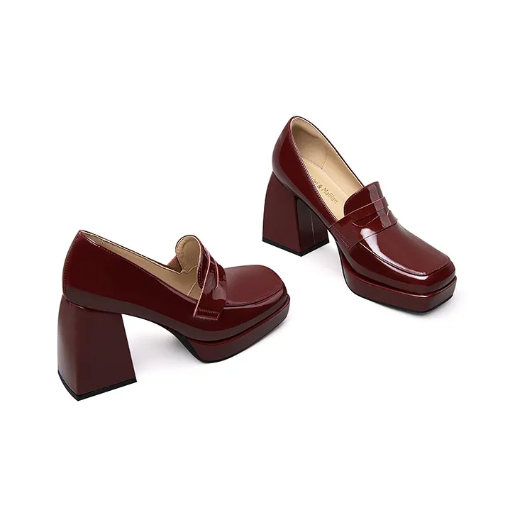 Lily Wei Loafers Women's Black/Burgundy-7