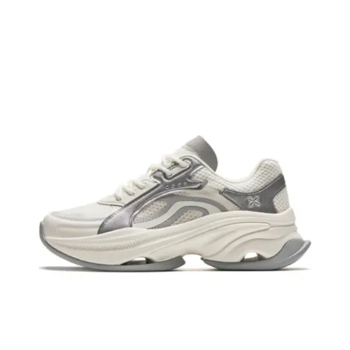 Anta Cushioning Wear Resistant Low Top Casual Shoes Women's Silver White