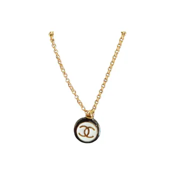 CHANEL Pearl Double C Pendant Necklace Women's Gold
