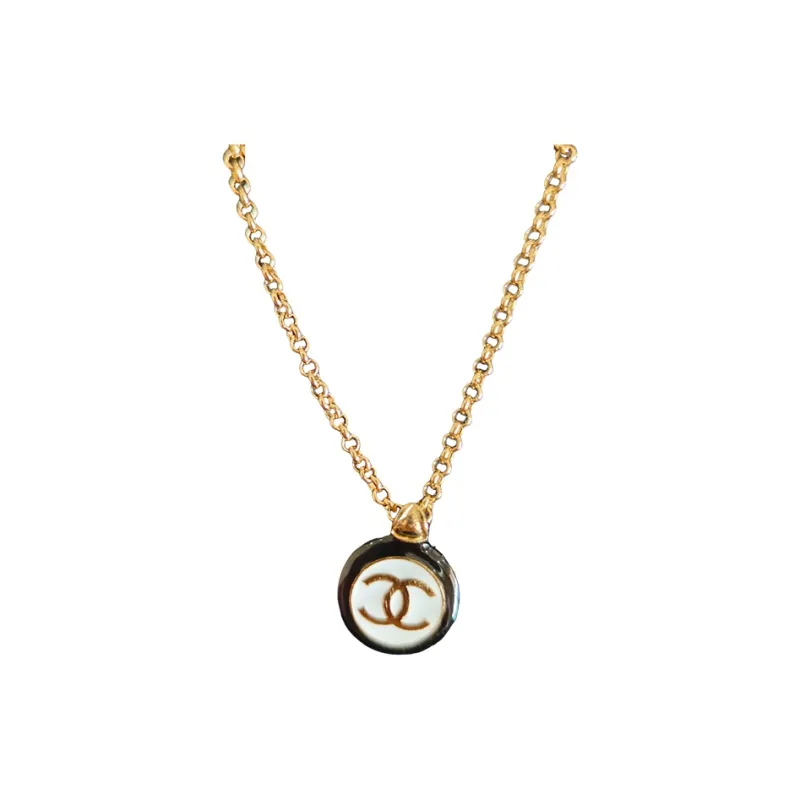 CHANEL Pearl Double C Pendant Necklace Women's Gold-0