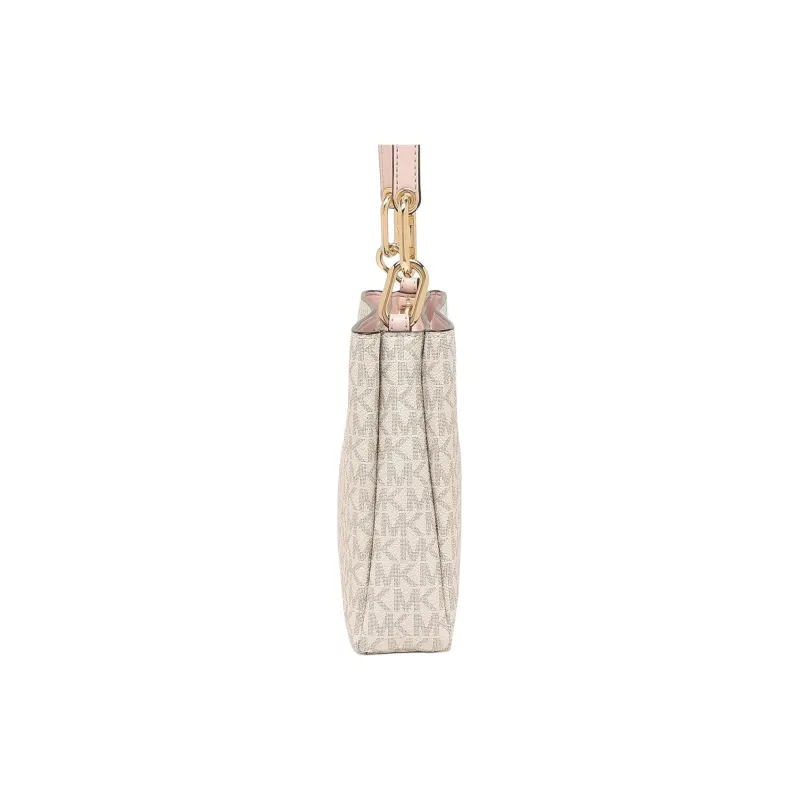 MICHAEL KORS Canvas Shoulder Bag, Crossbody Bag Medium Size Women's Vanilla White & Pink-2