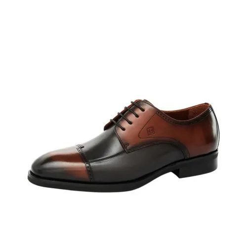 BOSSSUNWEN Dress Shoes Men Low-Top Brown Black