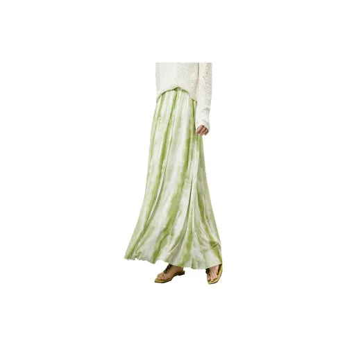 SENTUBILA Casual Long Skirts Women's Watercolor Green