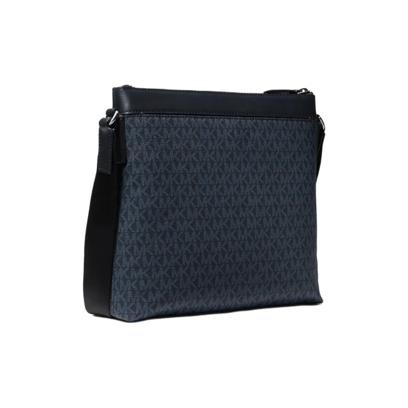 MICHAEL KORS Greyson Artificial Leather Messenger Bag Shoulder Bag Crossbody Bag Men's Dark Gray With Blue Accents-1