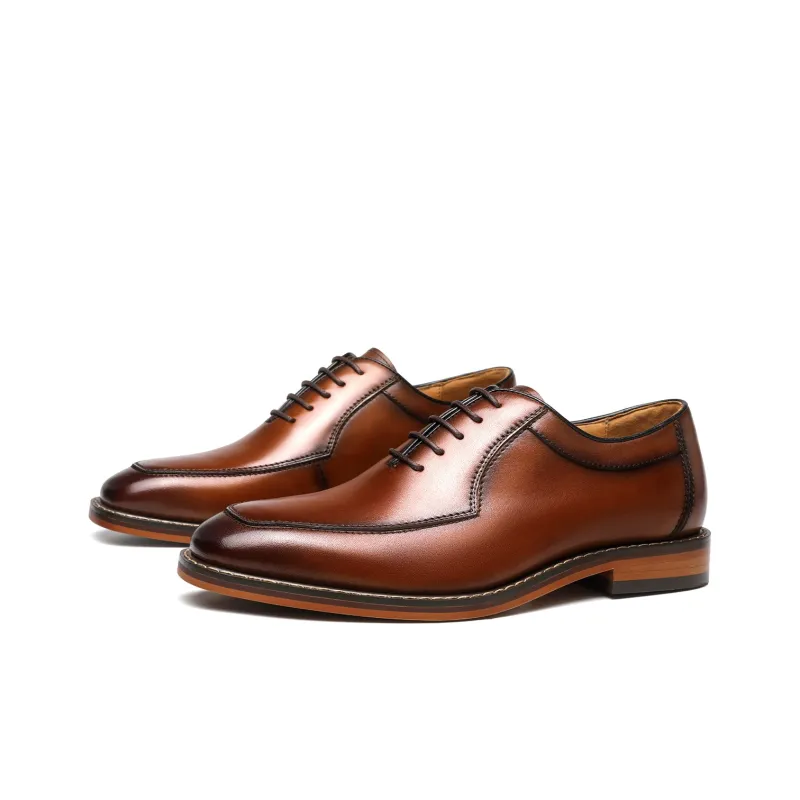 FAPAI Dress Shoes Men Low Top Brown/Black-8