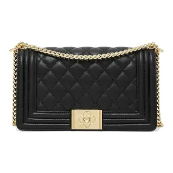 Geshiman Cow Leather Patchwork Synthetic Leather Shoulder Bag Regular Women's Black