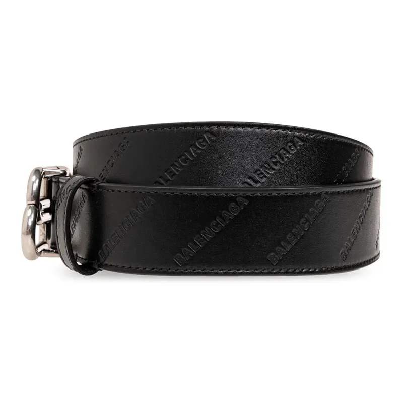 Balenciaga Calfskin Leather Belts Men's Black -1