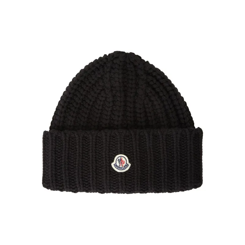 Moncler Logo Patch Cable Knit Beanie-1