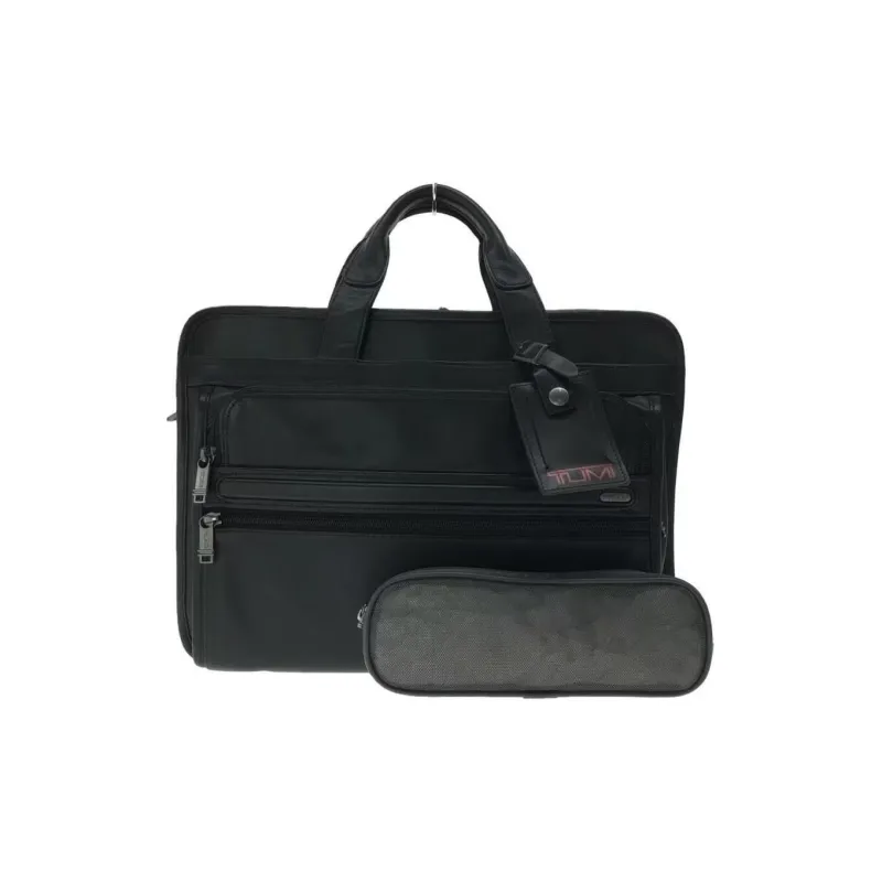 TUMI Leather Laptop Bag Boston Bag Handbag Men's Black-0