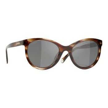 CHANEL Acetate Irregular Shape Sunglasses Men's Tortoiseshell