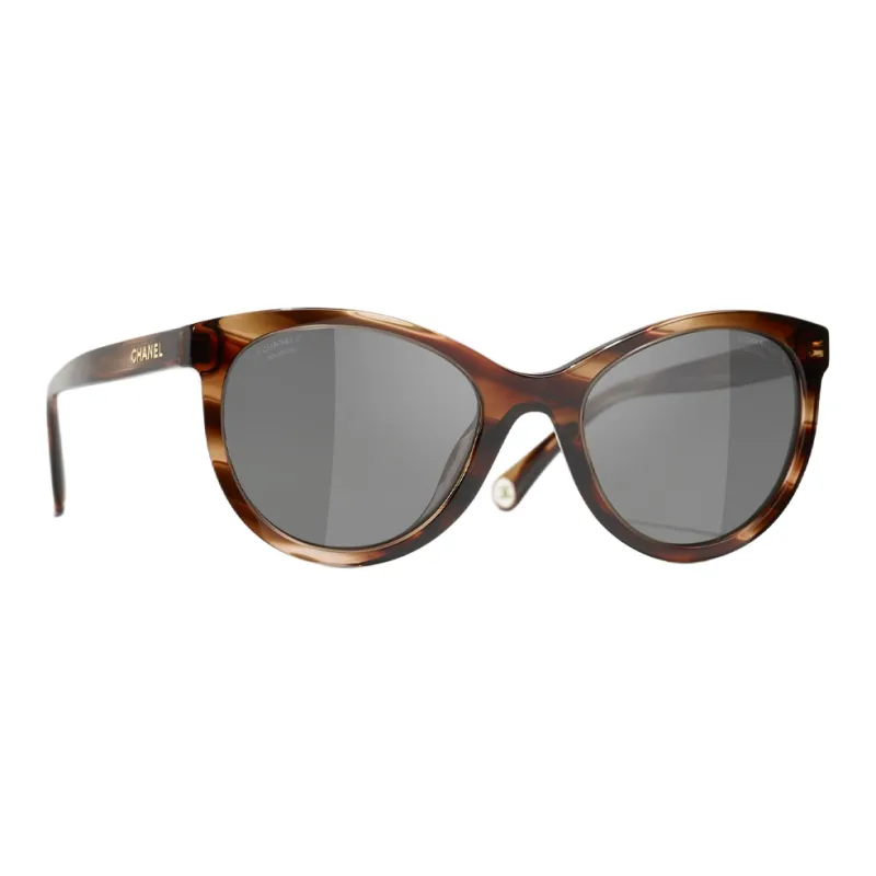 CHANEL Acetate Irregular Shape Sunglasses Men's Tortoiseshell-0