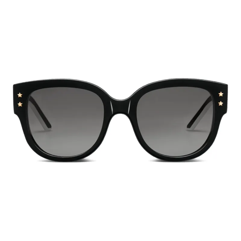 DIOR Acetate Irregular Shape Sunglasses Women's Black-1