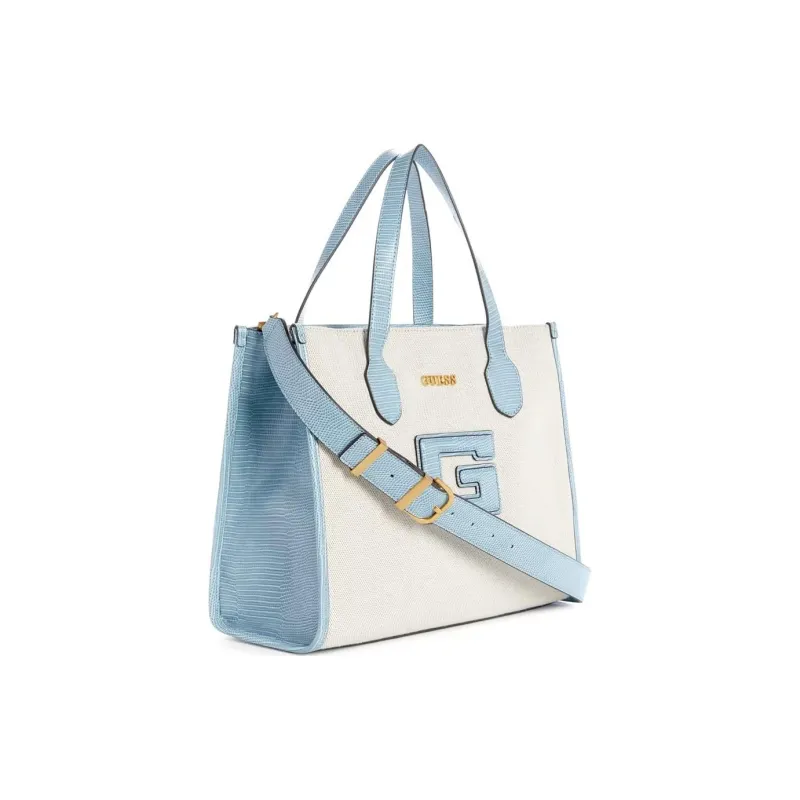 GUESS Artificial Leather Tote Bag Shopping Bag Shoulder Bag Handbag Women's Blue-1