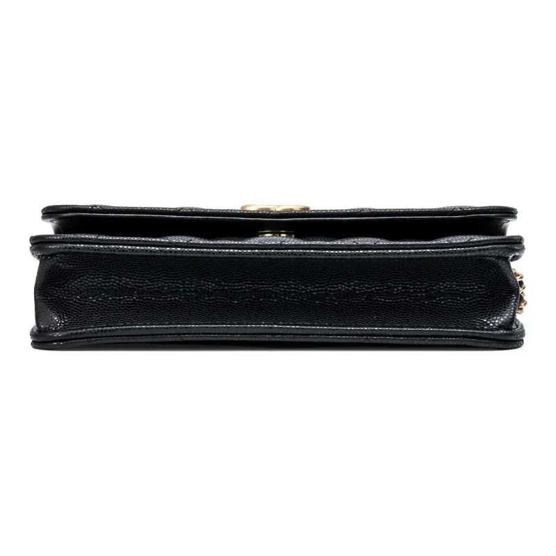 CHANEL Litchi Grain Cow Leather Flap Bag, Envelope Bag, Shoulder Bag, Crossbody Bag Women's Black-3