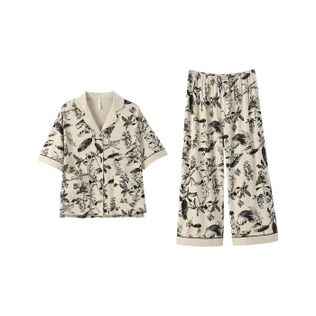 Aannsfam Pajama Set Women's Cream Apricot Yellow