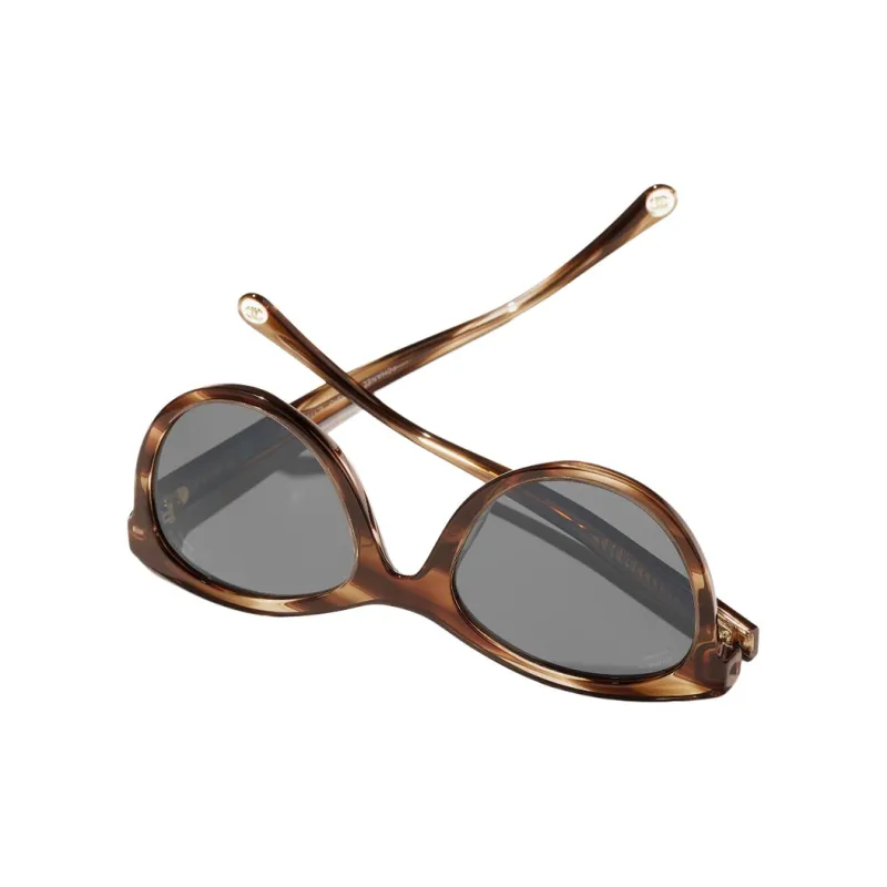 CHANEL Acetate Irregular Shape Sunglasses Men's Tortoiseshell-3