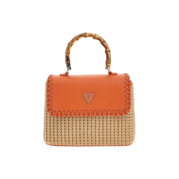 GUESS Straw Woven Shoulder Bag Crossbody Bag Women's Orange