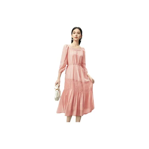 SENTUBILA Long-Sleeved Dresses Women's Peach Pink