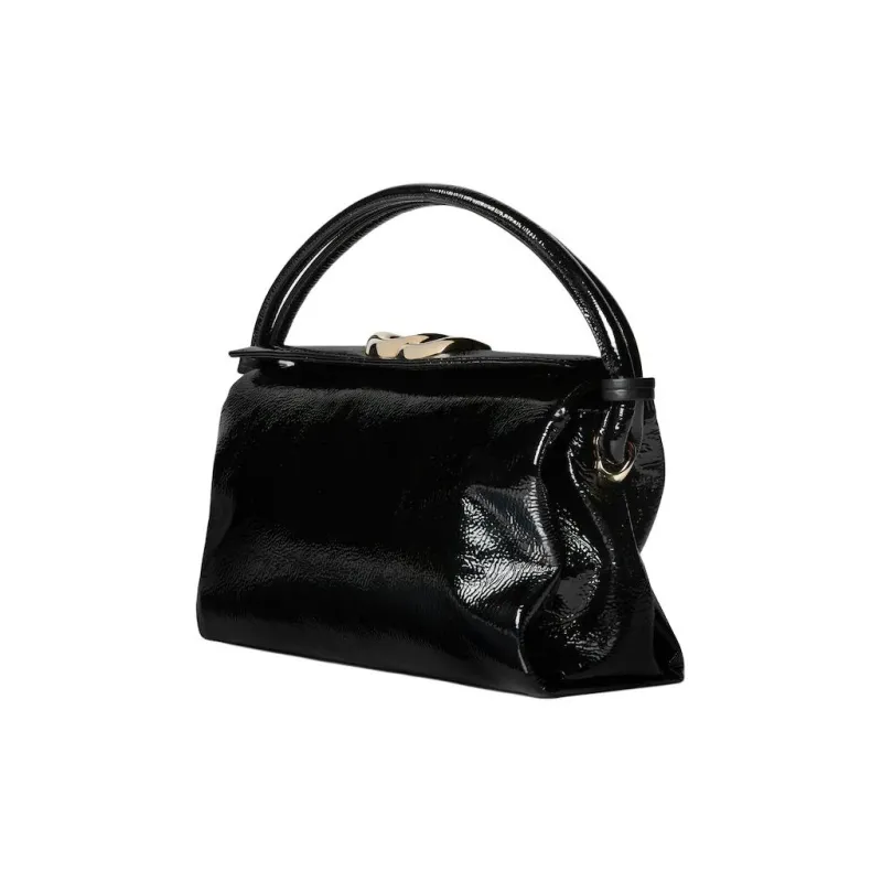 GUCCI Patent Leather Handbag Small Size Women's Black-1