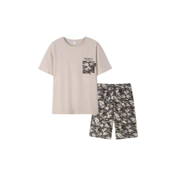 Sha Qian Pajama Set Summer Men's Grass Rattan Color