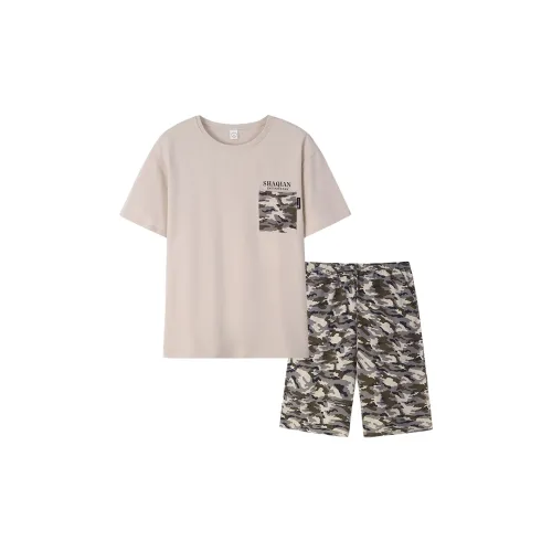 Sha Qian Pajama Set Summer Men's Grass Rattan Color