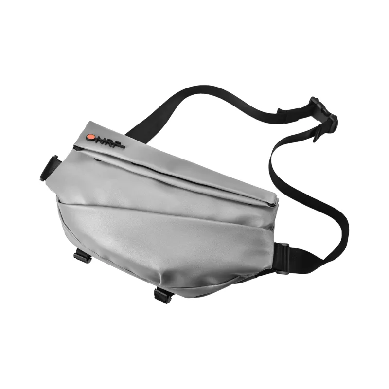 ONRF Water Repellent Leather PVC Messenger Bag Sling Bag Large Size Unisex Gray-2