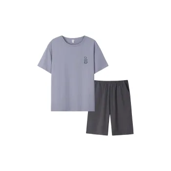 Sha Qian Pajama Set Summer Men's Blue Gray