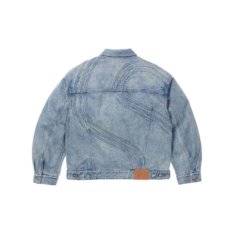 Supreme S Logo Denim Trucker Jacket Washed Blue/Washed Blue M - POIZON