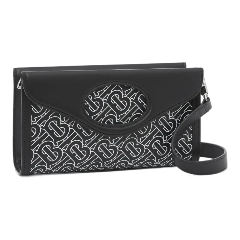 Burberry Leather Pocket Bag Shoulder Bag Crossbody Bag Handbag Men's Black White-2