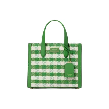 Kate Spade Manhattan Brocade Fabric Tote Bag Shopping Bag Shoulder Bag Handbag Small Size Women's Green