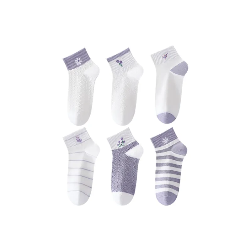 H YXIANG Ankle Socks Women's 6 Pack Purple Shades-0