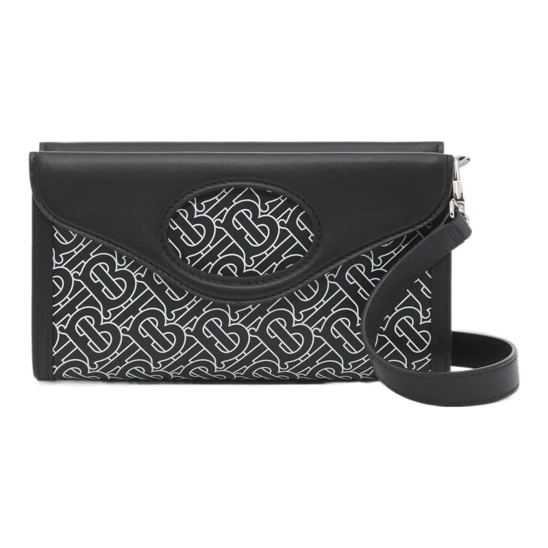 Burberry Leather Pocket Bag Shoulder Bag Crossbody Bag Handbag Men's Black White-0