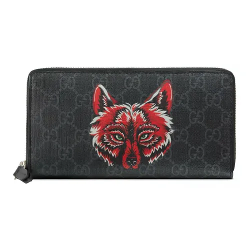 GUCCI Canvas With Leather Wallet Men's Black