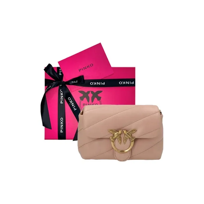 PINKO Puff Leather Flying Bird Swallow Bag Crossbody Bag Shoulder Bag Women's Pink-9