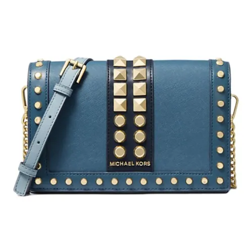 MICHAEL KORS Jet Set Saffiano Leather Shoulder Bag, Crossbody Bag Large Size Women's Blue