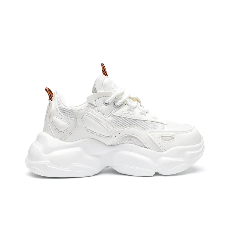 ORD Wear resistant Lightweight Breathable And Non slip. Low Top Chunky Sneakers Unisex White Green 6CM-4