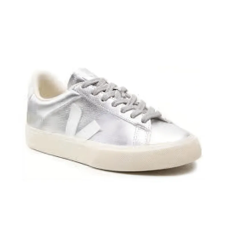 VEJA Campo Chromefree Lace Up 'Silver White'-1
