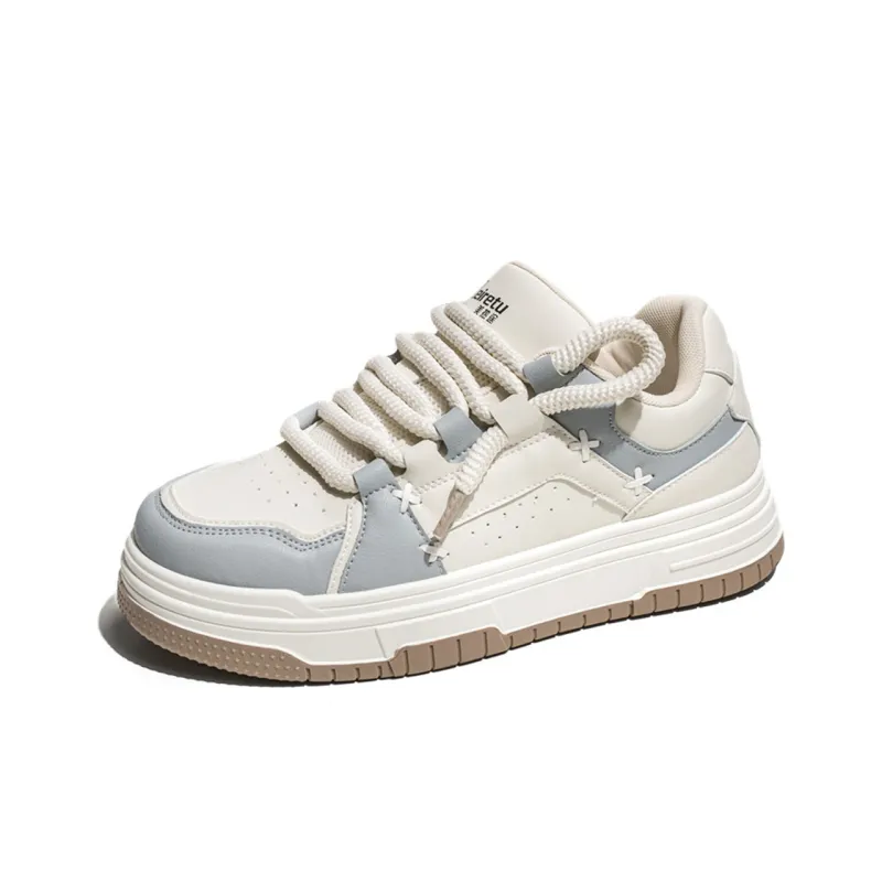 Meiretu Anti Slip Wear Resistant Low Top Skateboard Shoes Men's White-1
