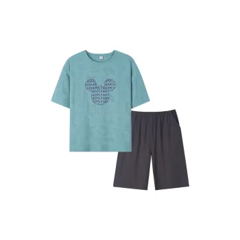 Sha Qian Pajama Set Summer Men's Gray Green