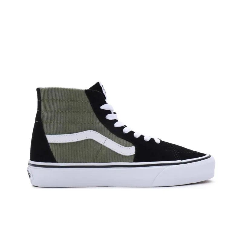 Vans Mini Cord Sk8 Hi Anti Slip Wear Resistant High Top Canvas Shoes Unisex Green Black White-1