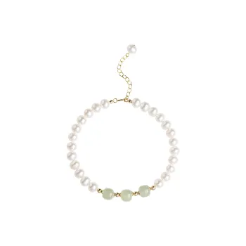 ICEKID S925 Silver Pearl Hetian Jade Bracelets Women's Green Jade