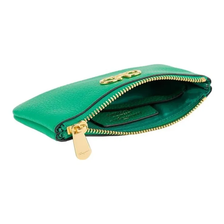 FERRAGAMO GANCINI Calfskin Key Pouch Women's Emerald Green-3